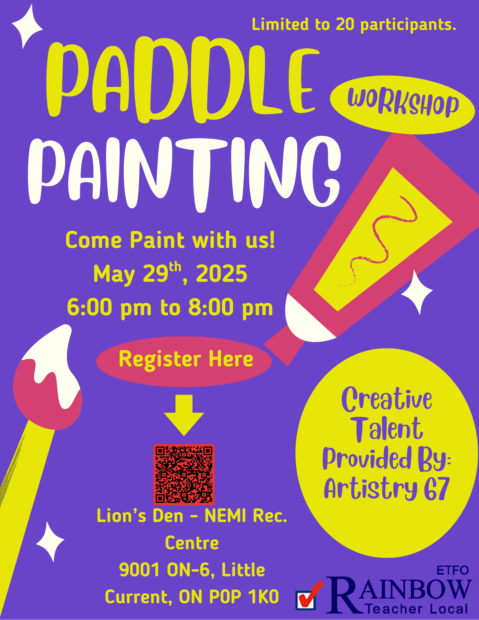 Paddle Painting Workshop ManitoulinFlyer